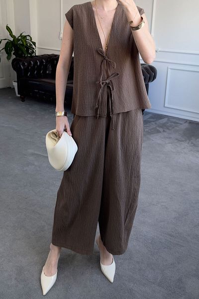 MAGARDE Embossed Vest Design Suit- Brown