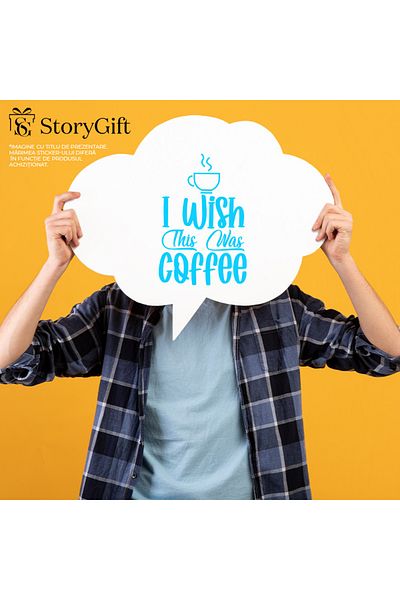 StoryGift Romania Sticker Autocolant 70CM Exterior pentru iubitorii de cafea cu mesajul "Imi doream ca asta sa f