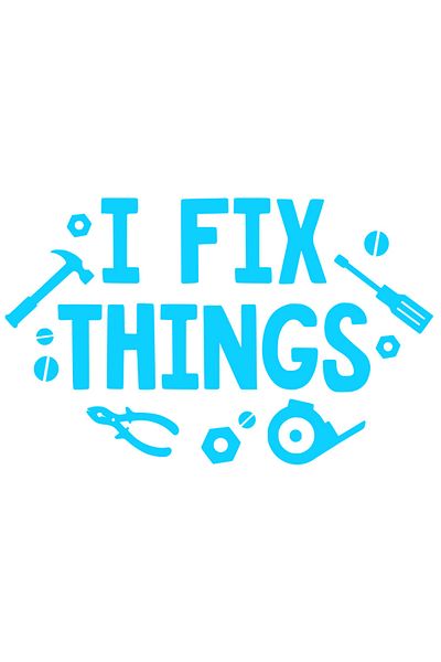 StoryGift Romania Sticker Eticheta 40CM Exterior cu unelte si mesajul in engleza "I fix things" - eu repar lucru