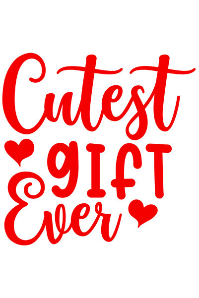 StoryGift Romania Sticker Autocolant 30CM Exterior cu inimioare si textul in engleza "Cutest gift ever" - cel ma