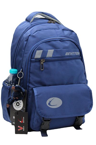 Bevitton Bvt-34300 Σχολική τσάντα Αδιάβροχη Ειδική Υφασμάτινη Σχολική Τσάντα Πλάτης Navy Blue