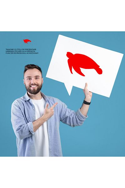 StoryGift Romania Sticker Adeziv 90CM Exterior cu o broasca testoasa , Vinyl Rosu, 90 cm