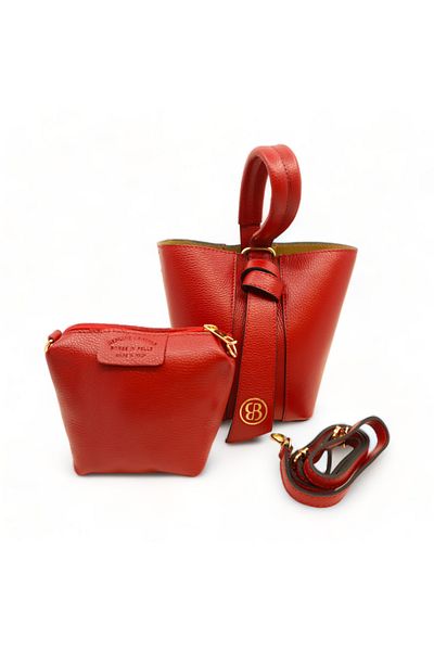 BESSO Sensibilità Funzionale Red Genuine Leather Handbag