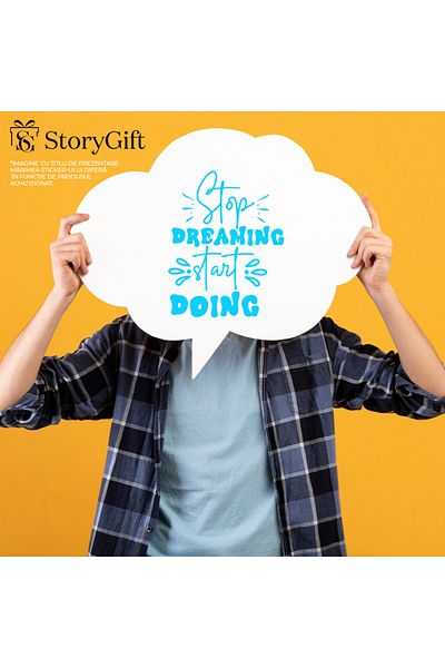 StoryGift Romania Sticker Autocolant 70CM Exterior cu mesaj motivational care te indeamna sa te opresti din visa