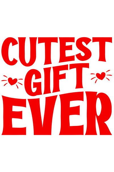 StoryGift Romania Sticker Autocolant 30CM Exterior cu inimioare si textul in engleza "Cutest gift ever" - cel ma
