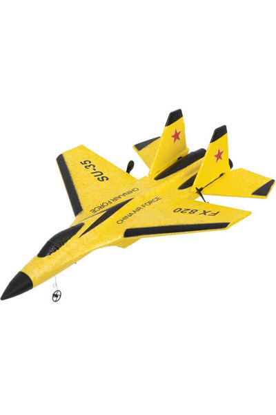 iUni Fx820 Remote Control Fighter Plane, Su-35, Gyroscope, Impact Resistant, Yellow