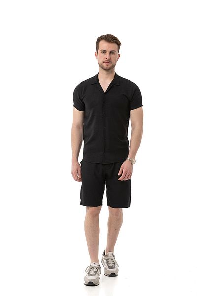 monox Men's Mechanical Linen Shirt Shorts Suit