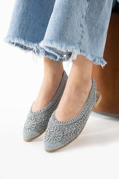 Moda Frato Modafrato ELORA Slaměné krajkové baleríny Dámské sandály Letní pohodlné boty