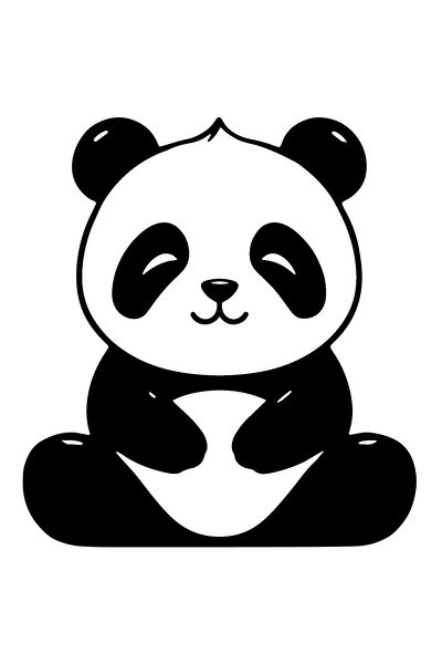 StoryGift Romania Sticker Exterior cu un ursulet Panda vesel - lenes , Vinyl Negru, 90 cm