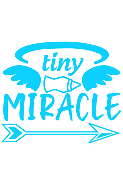 StoryGift Romania Sticker Exterior cu textul "Tiny miracle" - miracol mititel aripi biberon , Vinyl Albastru