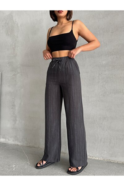 Miss Prova Широкі штани з шнурком на штанинах, з суміші льону, Mısppl2636