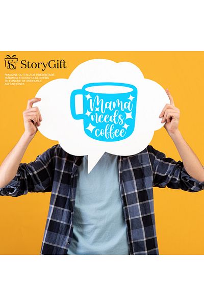 StoryGift Romania Sticker Eticheta 40CM Exterior cu mesajul in engleza "Mama needs coffee" - mama are nevoie de