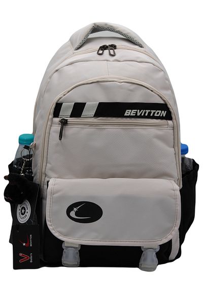 Bevitton Bvt-34300 Σχολική τσάντα Αδιάβροχη Ειδική Υφασμάτινη Σχολική Τσάντα Μπεζ-μαύρο