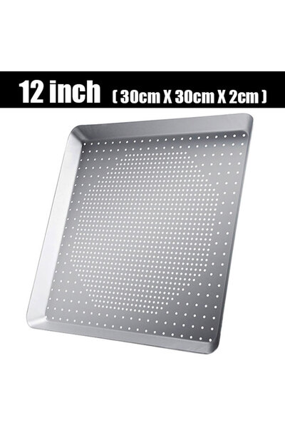 Choice1 صينية بيتزا مربعة غير لاصقة مقاس 12 بوصة (8/10/12 بوصة) مع ثقوب، مصنو...