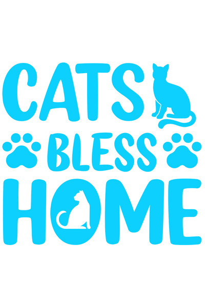 StoryGift Romania Sticker Exterior cu mesajul "Cats bless home" - pisicile bi...