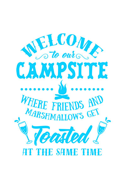 StoryGift Romania Sticker Exterior cu mesajul "Bun-venit in zona noastra de camping, unde prietenii si bezel