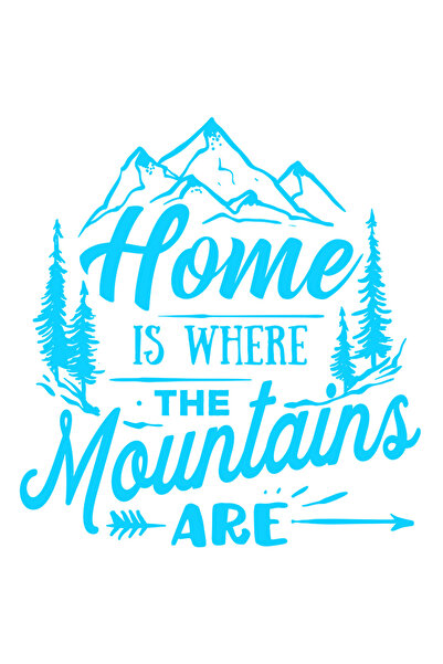 StoryGift Romania Sticker Eticheta 50CM Exterior cu un peisaj montan si textul "Acasa este acolo unde sunt munti