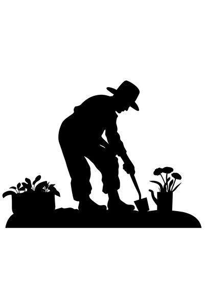 StoryGift Romania Sticker Exterior cu un om gospodar care munceste prin gradi...