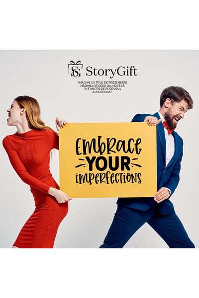 StoryGift Romania 90CM Exterior Adhesive Sticker with a message that encourages you to embrace your imperfections, Vi
