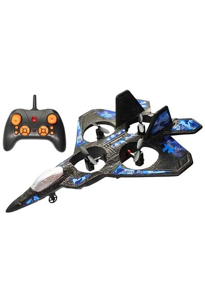 iUni Lc222-a Remote Control Airplane, Thunder Jet X, 360° Acrobatics, Gyroscope, Led Lights, Blue