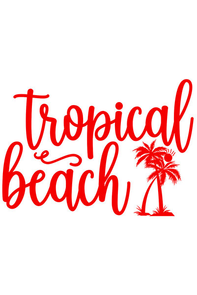 StoryGift Romania Sticker Adeziv 90CM Exterior cu mesajul "Tropical beach" - ...