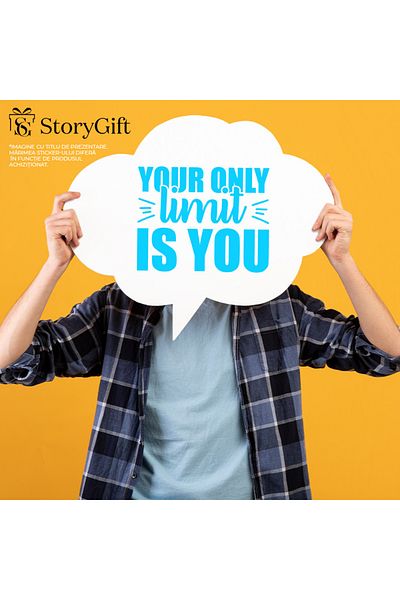 StoryGift Romania Sticker Autocolant 30CM Exterior cu mesaj motivational in engleza "Your only limit is you" - s