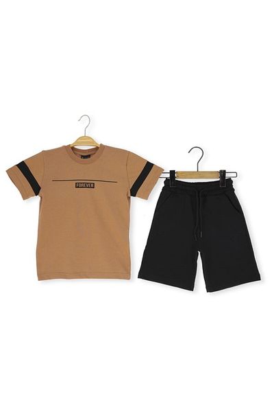 Atabay Kids Atabay 211-05-25 Men's Suit with Pocket Shorts Forever Printed 5/12 Years