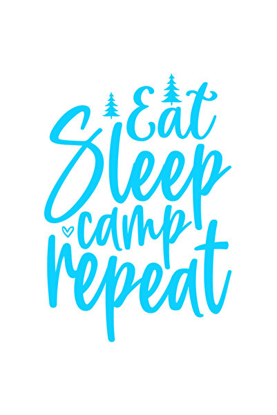 StoryGift Romania Sticker Autocolant 70CM Exterior cu brazi si mesajul "Eat sleep, camp, repeat" - mananca somn
