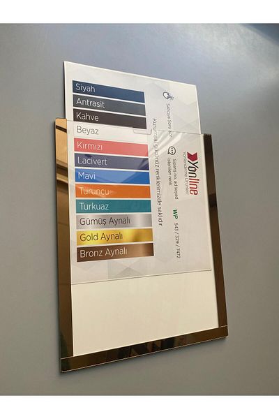 Yönline A4 Bronze Mirror Document Frame Easy to Change Self-Adhesive Wall and Door Type Foil Holder