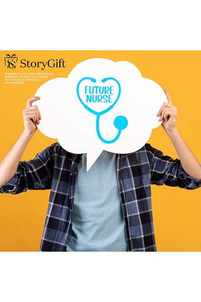 StoryGift Romania Sticker Adeziv 90CM Exterior pentru o viitoare asistenta - medicina ajutor , Vinyl Albastru, 90 cm