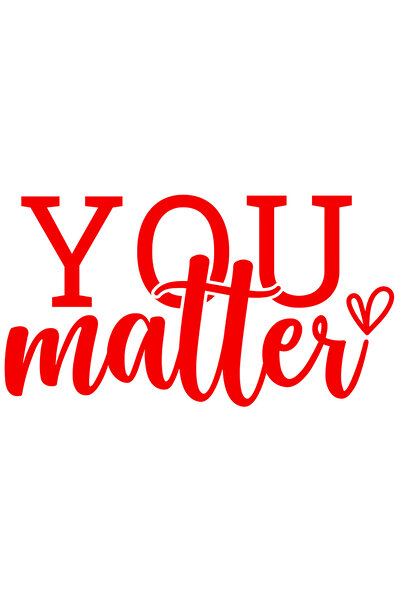 StoryGift Romania Sticker Eticheta 40CM Exterior cu inimioara si textul "You matter" - tu contezi , Vinyl Rosu, 40 cm