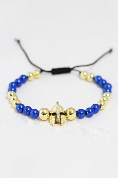 Clariss Yellow Navy Blue Colored Steel Zircon Object Elevator Bracelet