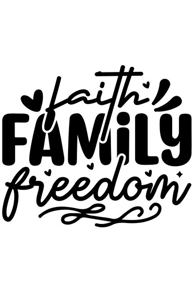 StoryGift Romania Sticker Autocolant 30CM Exterior cu inimioare si textul in engleza "Faith, family, freedom" -