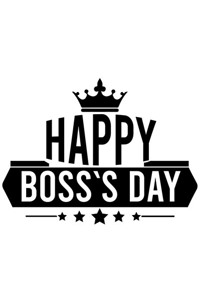 StoryGift Romania Sticker Autocolant 70CM Exterior cu o coroana regala si urarea "Happy boss's day" - zi a sefil