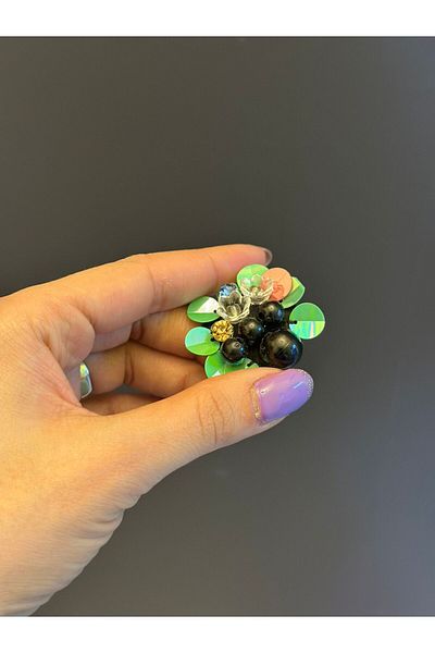 Gönülden Tasarım Beading Sequin Embroidered Flower Coat of Arms Sewing Accessory 5X4 cm