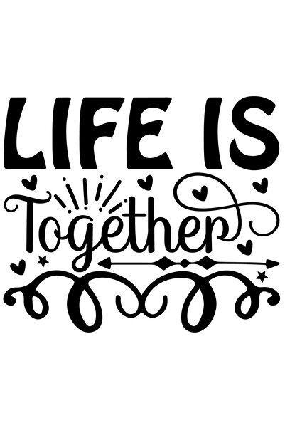 StoryGift Romania Sticker Autocolant 30CM Exterior cu inimioare si textul "Life is together" - viata e "impreuna