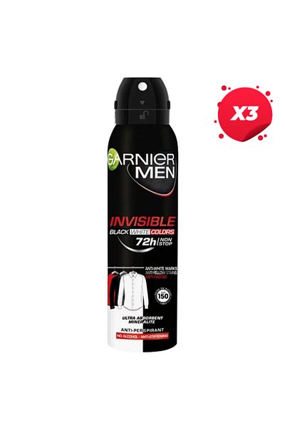 Garnier X3 - GARNIER ANTIPERSPIRANT DEO 150ML MINERAL PROTECTION INVISIBLE BW MEN