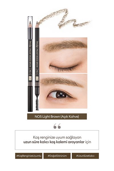 Missha Smudge Proof Permanent Natural Eyebrow Pencil Smudge Proof Wood Brow No.5 (Light Brown)