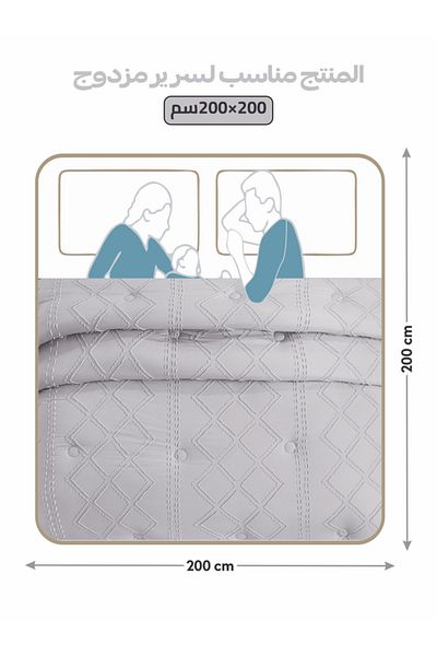 Donetella Comforter Set King Size, 6-Pcs, 260x240 cm, Tufted Embroidery, 350 GSM