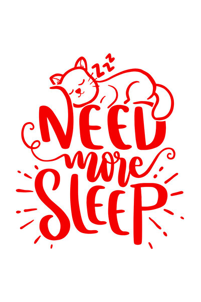 StoryGift Romania Sticker Adeziv 90CM Exterior cu o pisicuta care doarme si mesajul "Need more sleep" - am nevoi