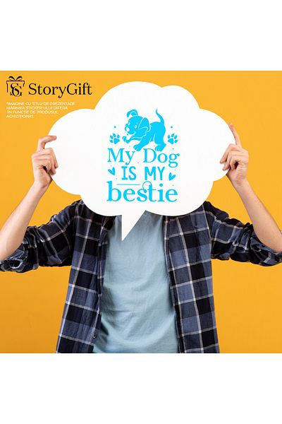 StoryGift Romania Sticker Adeziv 90CM Exterior cu un catelus pentru iubitorii de caini cu mesajul "My dog is my