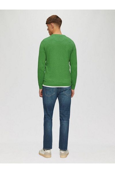 s.Oliver Men's Crew Neck Cotton Sweater With Logo, Green, 2xl