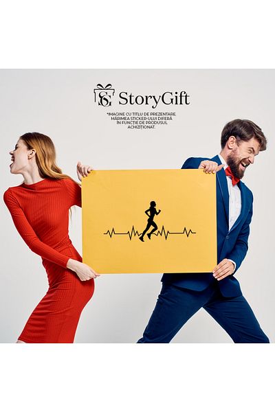 StoryGift Romania Sticker Exterior cu o fata care alearga - cardio sport efort arderea caloriilor , Vinyl Ne