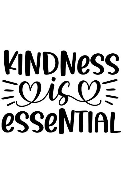 StoryGift Romania Sticker Eticheta 40CM Exterior cu inimioare si textul in limba engleza "Kindness is essential"
