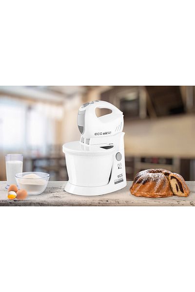 ECG Mixer De Mana Cu Bol Rotativ Rsm 4052, 400 W, 3.5 L, 5 Viteze, Functie Turbo, Alb