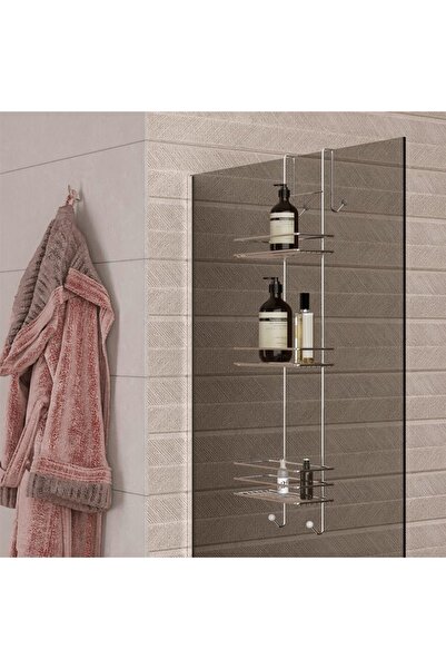Evistro Duşakabin Banyo Rafı Şampuanlık 3 Katlı Askılı