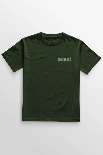 Kretas Μπλουζάκι Unisex Khaki Gymbeast Strength Department Fitness Sports Gym Μπλουζάκι με στάμπα μπροστά κανονική εφαρμογή