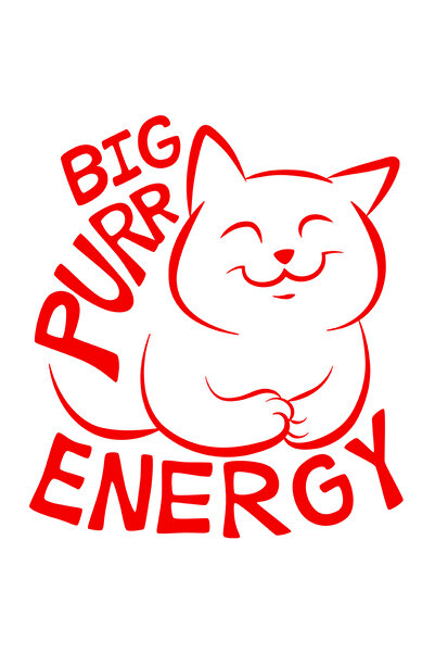 StoryGift Romania Sticker Autocolant 30CM Exterior cu o pisica si textul "Big purr energy" - multa energie anima