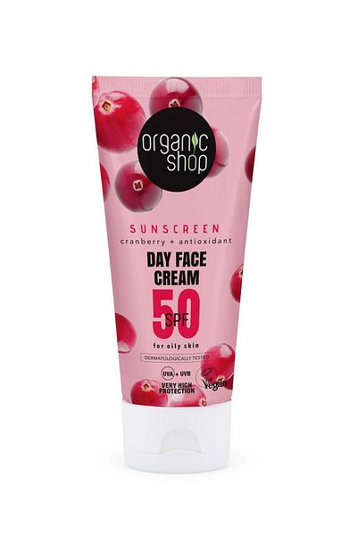 organic shop Cranberry Sun Sunscreen Day Face Cream SPF 50 for Oily Skin 50ml