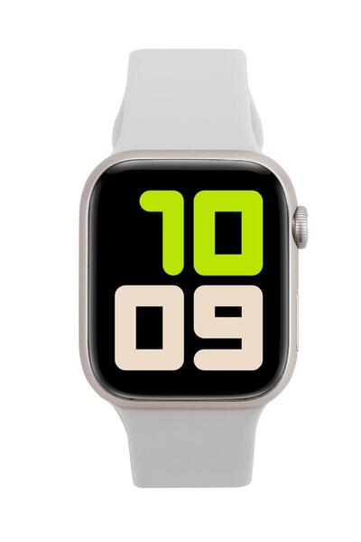 LOGIA H12 Mini Akıllı Saat Gold Alüminyum Kasa Kırık Beyaz Silikon Kordon